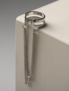 Серьга «Кафф» две полоски с цепочками, цвет серебро - Фото 6