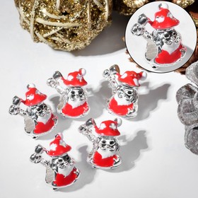Талисман Новогодний "Дедушка Мороз", цвет красно-белый в серебре