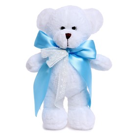 Мягкая игрушка «Медведица Сильва», с голубым атласным бантом, 33 см