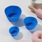 Набор форм для выпечки Доляна «Риб. Круг», силикон, 3 шт., 9×4 см, 7×3.5 см, 5×2.5 см, цвет голубой - Фото 1