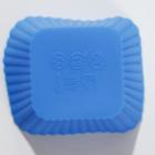 Набор форм для выпечки силиконовых Доляна «Риб. Квадрат», 3 шт, 9×4 см, 7×3,5 см, 5×2,5 см, цвет голубой - Фото 3