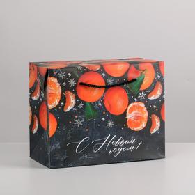 Пакет-коробка «Мандарины», 23 х 18 х 11 см, Новый год