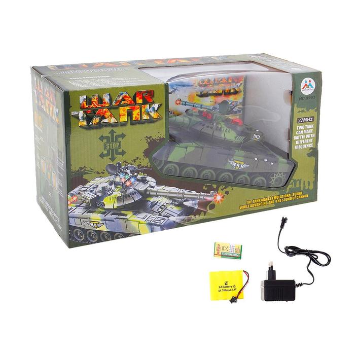 Танк радиоуправляемый «Защитник», с аккумулятором, световые и звук. эффекты, цвет зелёный 50329
