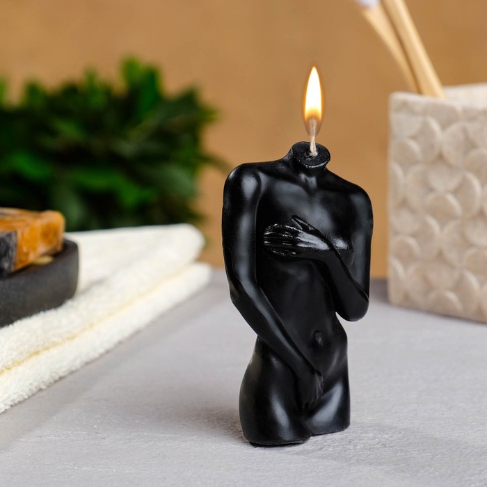 Фигурная свеча "Женское тело №2" черная, 10см - Фото 1