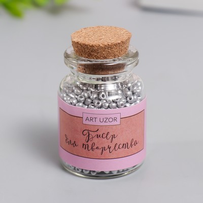 Бисер круглый 12/0 в бутылочке «Серебро», 20 г