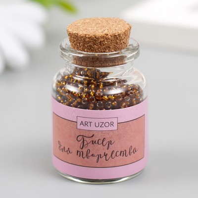 Бисер круглый 12/0 в бутылочке «Золотисто-коричневый», прозрачно-цветной, 20 г