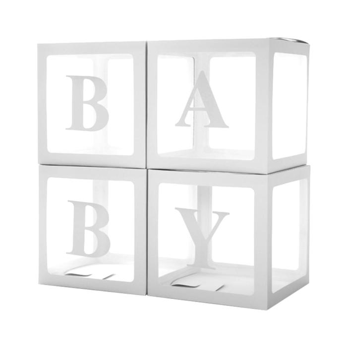 Набор коробок для воздушных шаров Baby, белый, 30х30х30 см, 4 шт. - Фото 1