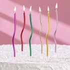 Свечи для торта  "Серпантин" 6  шт, 12 см, коктейльные, разноцветные - фото 8882378