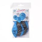 Воздушный шар латексный 12" «С Новым годом», голубой, серебро, 5 шт - Фото 3