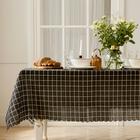 Скатерть «Доляна. Клетка», 145×200±3 см, рогожка 130 г/м², чёрная - Фото 1