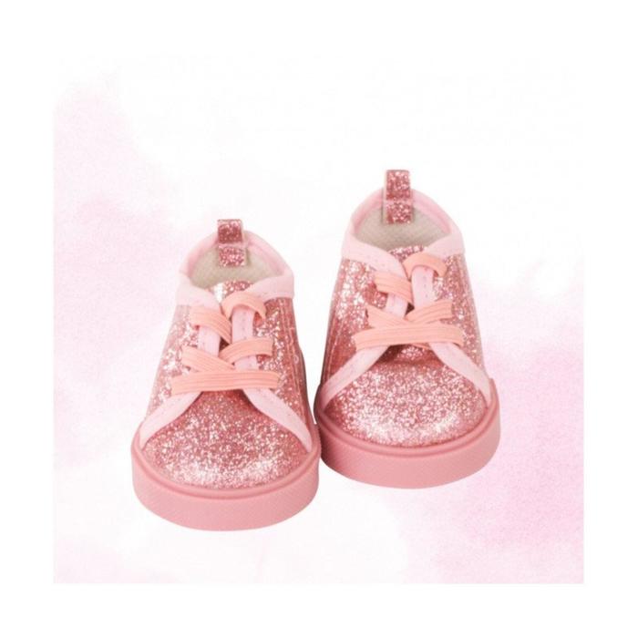 Туфли розовые с блёстками на шнурках, для куклы 42-50 см - Фото 1