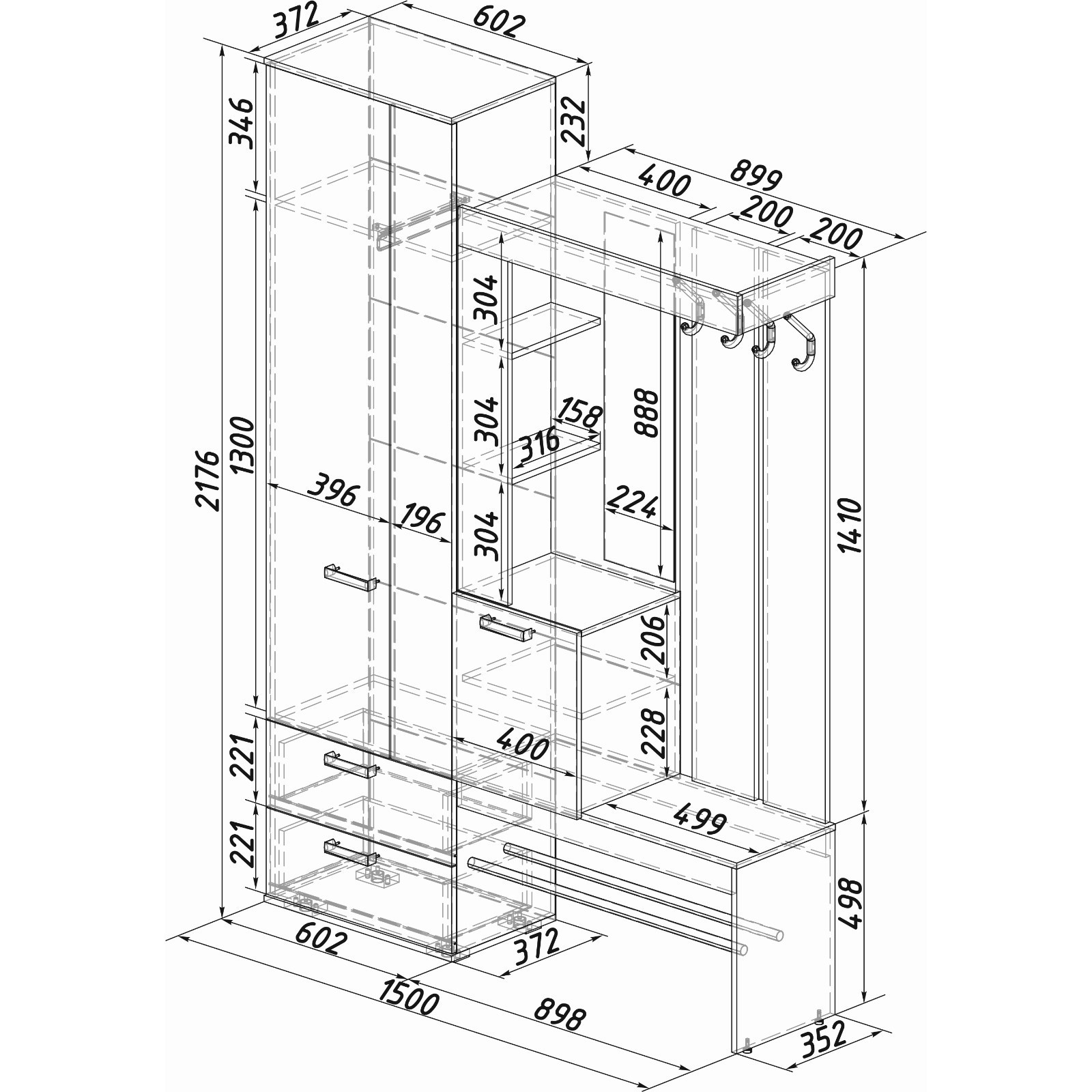 Обзор от покупателя на Прихожая ВШ-6 Венге/беленый дуб - интернет-магазин ОНЛАЙН