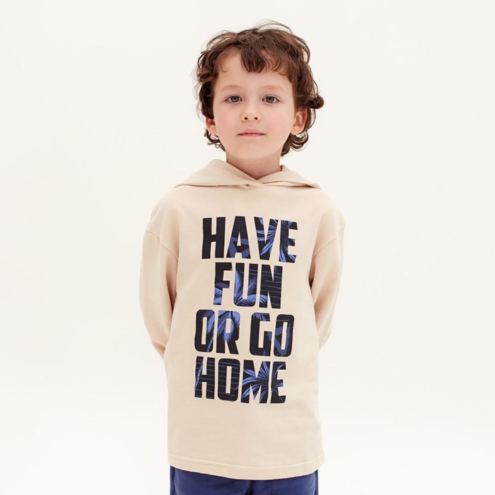 Худи для мальчика с капюшоном KAFTAN: Holidays, бежевое, размер 30 (98-104)