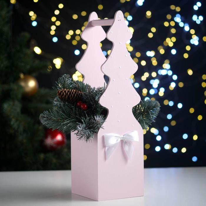 Ящик подарочный «Ёлка», упаковка, 12×12×42, МДФ 6 мм, розовый пастель - Фото 1