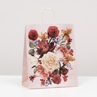 Пакет крафт "Нарисованные цветы", 22 х 12 х 27 см (комплект 10 шт) - фото 33668849