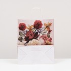 Пакет крафт "Нарисованные цветы", 22 х 12 х 27 см (комплект 10 шт) - фото 33668850