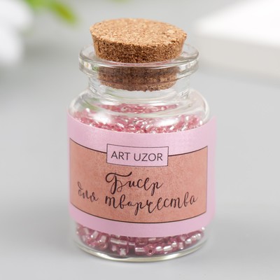 Бисер круглый 12/0 в бутылочке «Розовый», прозрачно-цветной, 20 г