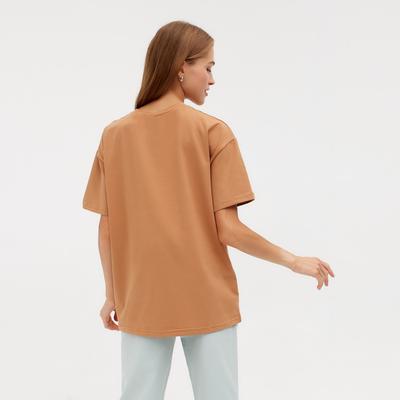Футболка женская MINAKU OVERSIZE FIT: цвет песочный, р-р 48