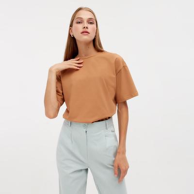 Футболка женская MINAKU OVERSIZE FIT: цвет песочный, р-р 48