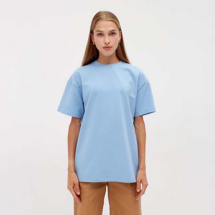 Футболка женская MINAKU OVERSIZE FIT: цвет бежевый меланж, р-р 50 - Фото 1