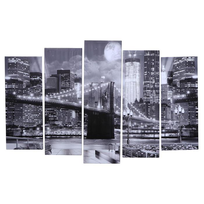 Картина модульная на подрамнике Бруклинский мост 80х130 см(1-79*23, 2-69*23, 2-60*)