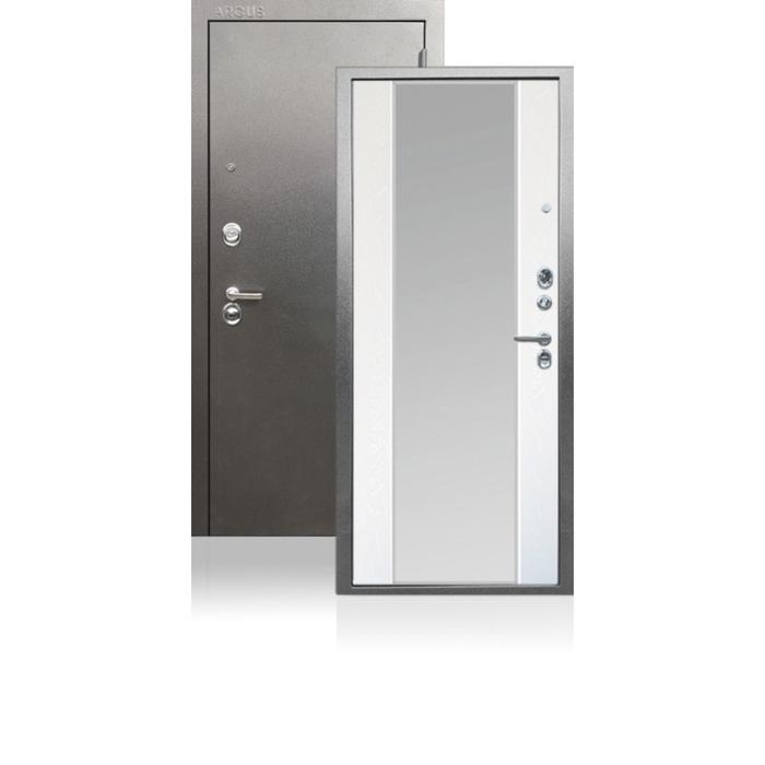 Входная дверь «ДА96 Антураж», 970 × 2050 мм, правая, цвет антик серебро / роял вуд белый