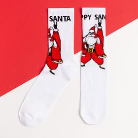 Носки новогодние мужские KAFTAN "Happy Santa" размер 41-44 (27-29 см), белый 7028656