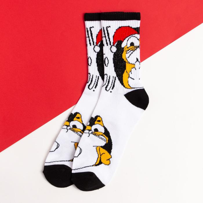 Носки новогодние мужские KAFTAN «F*ck» размер 41-44 (27-29 см), белые