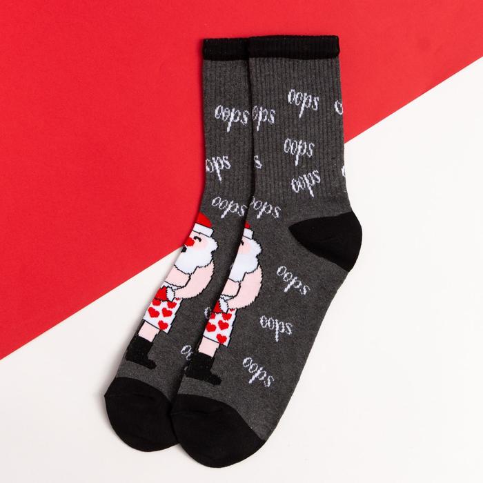Носки новогодние мужские KAFTAN Oops размер 41-44 (27-29 см), серые