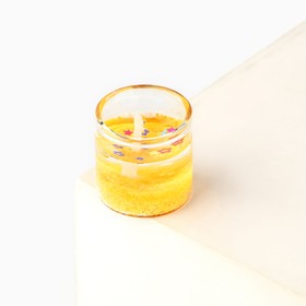 Свеча гелевая в стакане «Новый год: Золотой шик», с декором внутри, 2.5?2.5?2.5 см (комплект 2 шт)