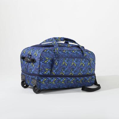 Сумка дорожная на колёсах, отдел на молнии, наружный карман, с увеличением, цвет синий