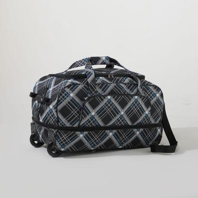 Сумка дорожная на колёсах, отдел на молнии, наружный карман, с увеличением, цвет серый