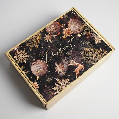 Коробка подарочная новогодняя складная Present, 30.5×22×9.5 см, Новый год