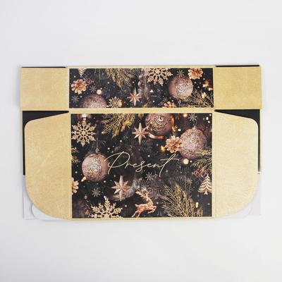 Коробка подарочная новогодняя складная Present, 30.5×22×9.5 см, Новый год