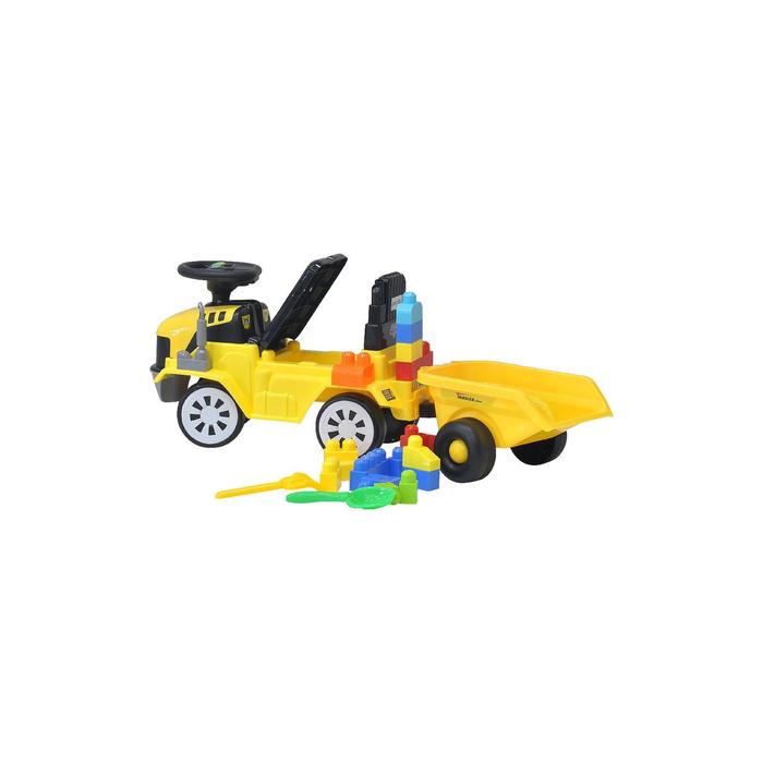 Детская Каталка Everflo Builder truck, yellow, c прицепом и кубиками