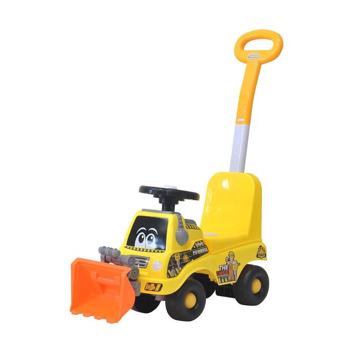 Каталка детская Everflo Bulldozer, c родительской ручкой, цвет жёлтый - Фото 1