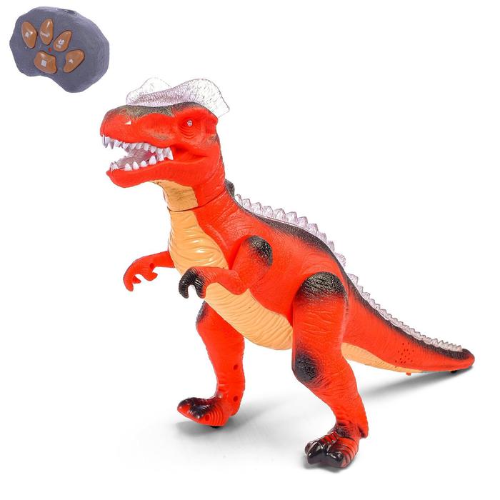 Динозавр радиоуправляемый T-Rex, свет, звук, работает от батареек, цвет красный, уценка (порвана упаковка) - Фото 1