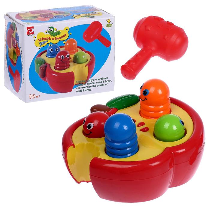УЦЕНКА Развивающая игрушка «Стучалка Червячки» с молотком - Фото 1