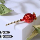 Брошь «Цветок» мак, цвет красный в золоте - Фото 1