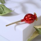 Брошь «Цветок» мак, цвет красный в золоте - Фото 2