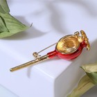 Брошь «Цветок» мак, цвет красный в золоте - Фото 3