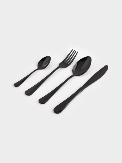 Столовые приборы Magistro, 24 предмета, на 6 персон, нержавеющая сталь, чёрные