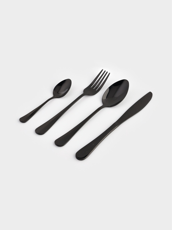 Столовые приборы Magistro, 24 предмета, на 6 персон, нержавеющая сталь, чёрные - Фото 1