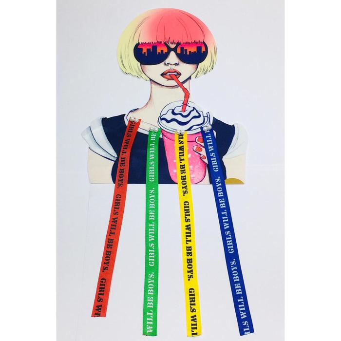 Нашивка «Девушка в очках и с коктейлем», размер 21x26,5 см - Фото 1