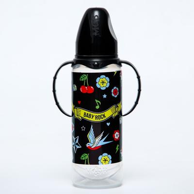 Бутылочка для кормления M&B Baby Rock, классическое горло, с ручками, от 0 мес, 250 мл., цилиндр