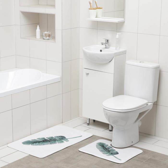 Набор ковриков для ванной и туалета Доляна «Тропический лист», 2 шт: 50×80, 40×50 см - Фото 1