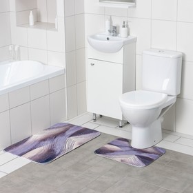 Набор ковриков для ванной и туалета Доляна «Саванна», 2 шт: 50×80, 40×50 см