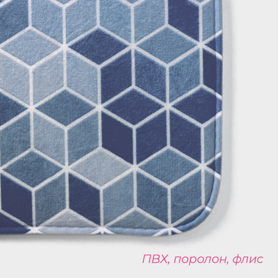 Коврики для ванной и туалета Доляна «Бурлеск», 2 шт., 50×80, 40×50 см, синие