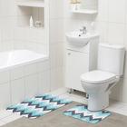 Набор ковриков для ванны и туалета Доляна «Волна», 2 шт: 50×80, 40×50 см, цвет голубой - фото 9315810