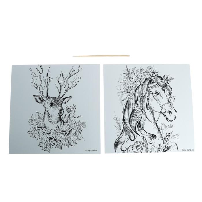 Набор гравюр «Грация», с металлическим эффектом «серебро», 2 шт, 19х19 см - фото 119056842